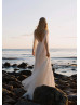 Ivory Lace Tulle V Back Boho Beach Wedding Dress